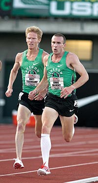 Badgers in green: Matt Tegenkamp (left) and Chris Solinsky were the top two finishers in the 5,000 meter race at the U.S. outdoor track championships in June. Photo: Photorun