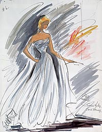 Edith Head designed  this elegant ball gown for Grace Kelly to wear in Alfred Hitchcock’s To Catch a Thief.