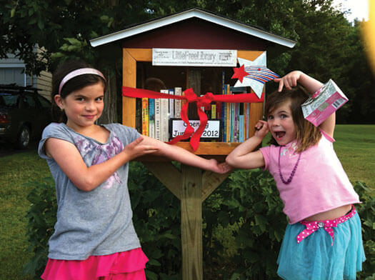girls at the little library