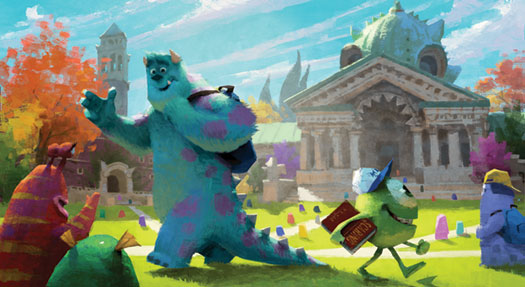 Shades of Bascom Hill? Allison Nelson ’08 can feel right at home working on Pixar’s next release, Monsters University. Courtesy of Pixar Animation Studios.