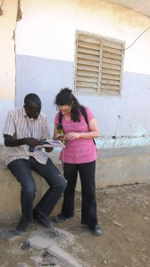 Photo of Professor Laura Schechter and Innovations for Poverty Action (IPA) project coordinator Ahmadou Kandji