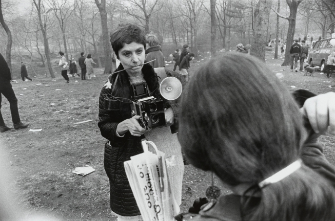 Photo by photographer Garry Winogrand, "Diane Arbus, Love-in, Central Park, New York City," 1969