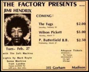 Poster for 1968 Jimi Hendrix concert at the Factory