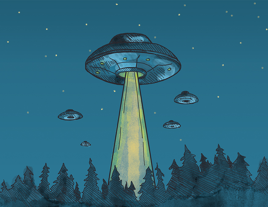 Illustration of UFO at night