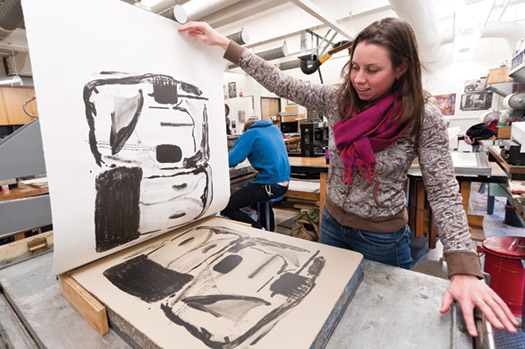 technology offset print Students  oil, ink and with print to learn On  limestone,