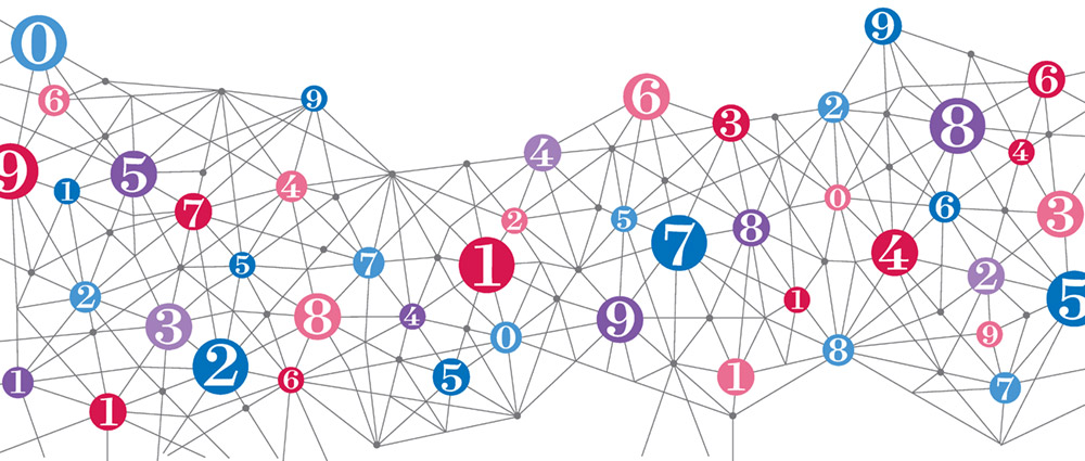 Abstract illustration showing numbers connected by lines