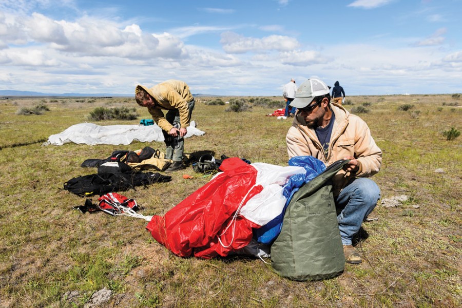 Awareness doesn&#8217;t stop once the jumpers are on the ground. After they land and begin to pack their chutes, they must stay conscious of the jumpers who are still on their way down, as well as the box of paracargo (see page 31).