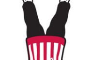 Illustration of Bucky Badger standing on his head.