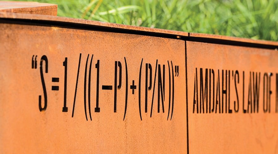 Mathematical equation carved into decorative steel plate.