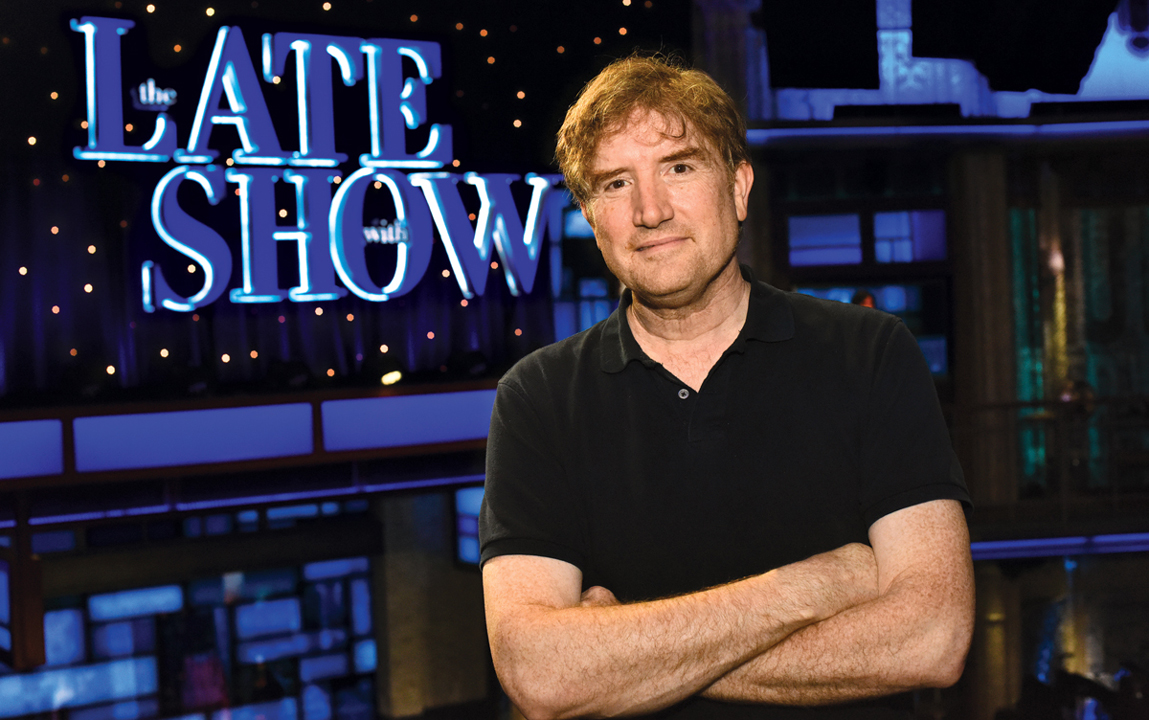 Brian Stack stands on set of The Late Show