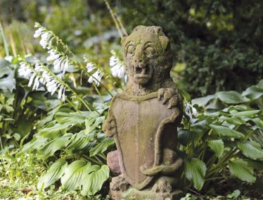 Sandstone statue in a garden