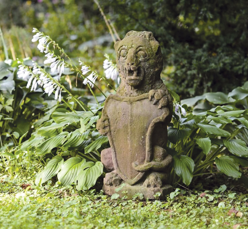 Sandstone statue in a garden