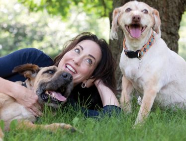 Marie Moody with her two dogs, Stella and Chewy