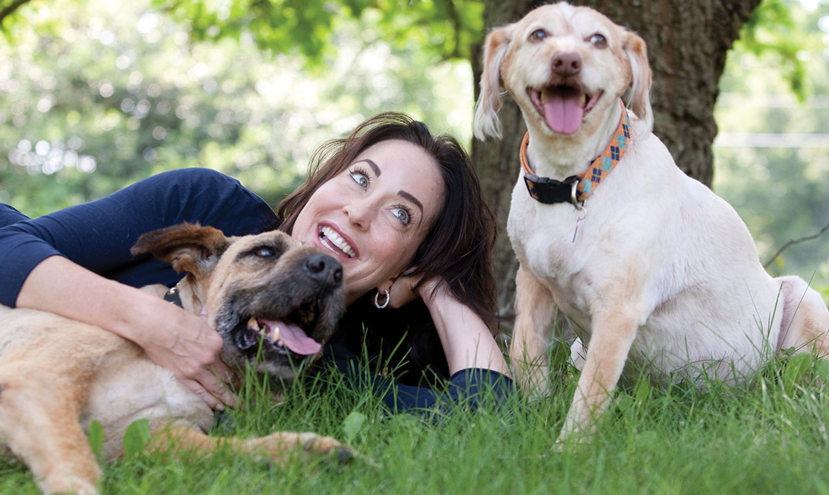 Marie Moody with her two dogs, Stella and Chewy