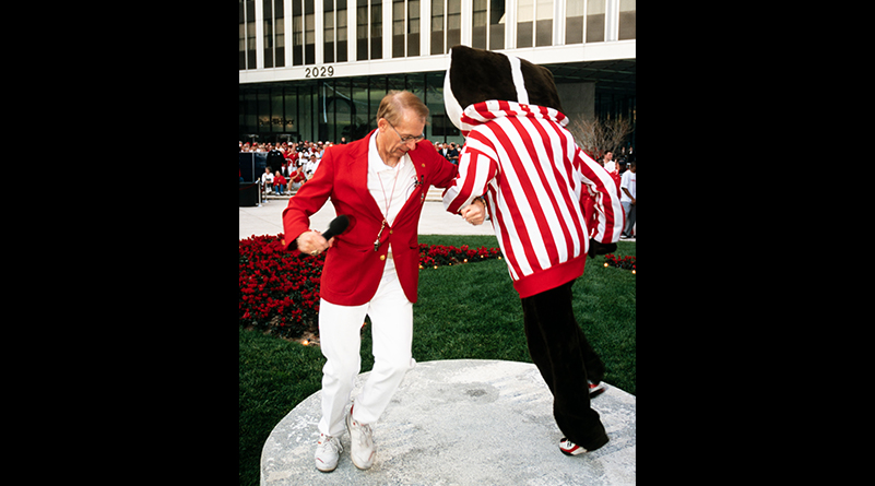 Mike Leckrone polkas with Bucky Badger