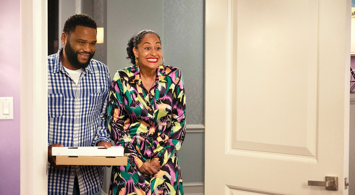 Actors, Anthony Anderson and Tracee Ellis Ross in a scene from ABC sitcom, "Black-ish"