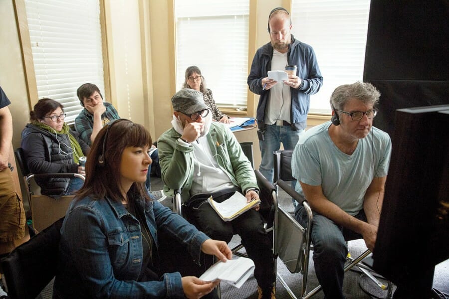 Mary Rohlich watches a scene being filmed with her team on the set of Netflix show, "Atypical"