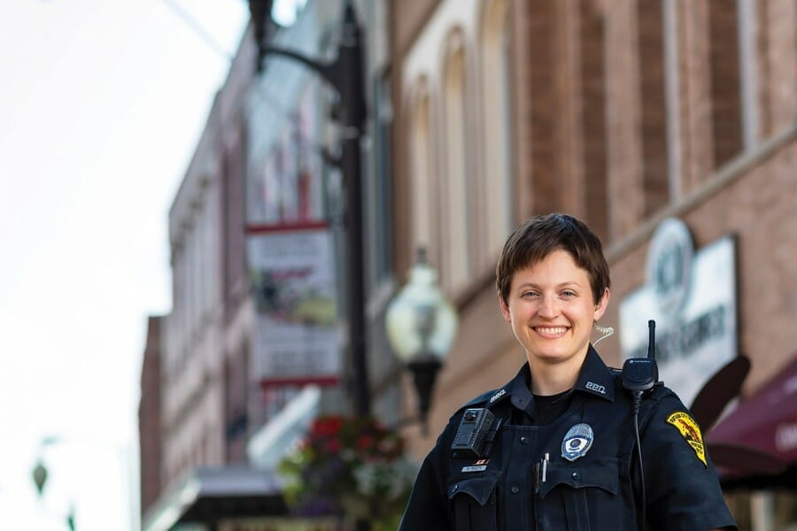 Sarah Rueth in police uniform