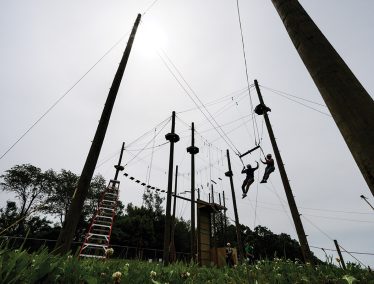 People doing a ropes course