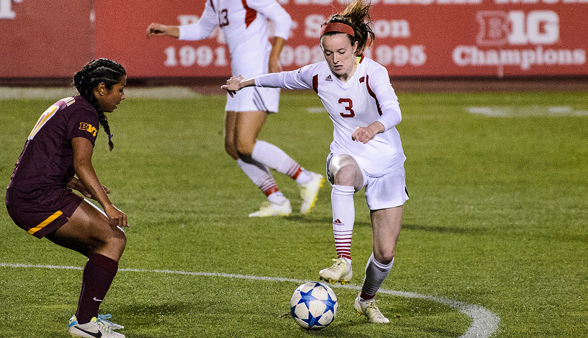 Rose Lavelle on the field during a UW Badger soccer game