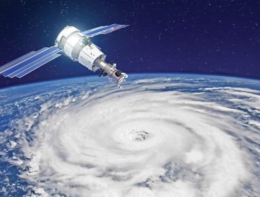Rendering of satellite over storm system