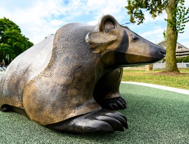 Large statue of a badger