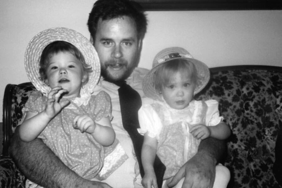 David Carr with young twin daughters