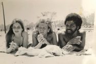 De Shield sunbathing with two friends in 1970