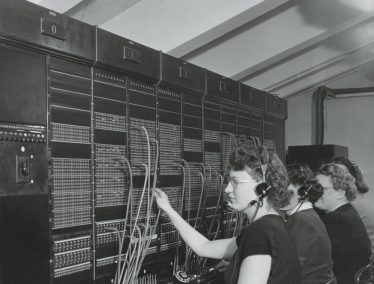 Operators connect callers in the UW telephone system, circa 1930