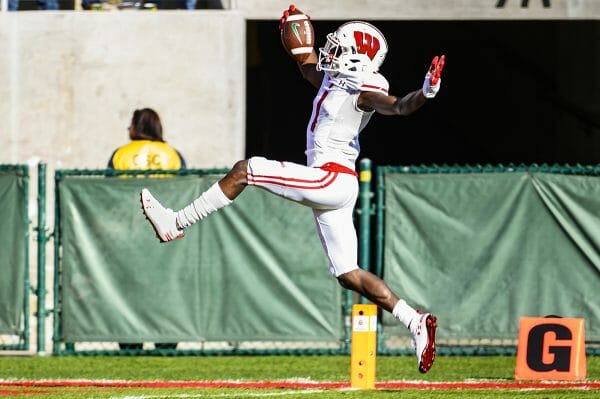 Kick returner Aron Cruickshank high steps into the end zone for a first quarter touchdown