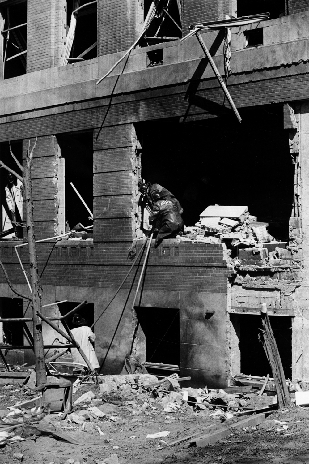 Sterling Hall blown-out windows and crumbled exterior walls