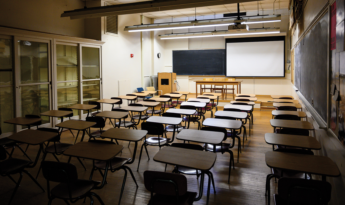 Empty classroom in Science Hall