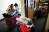 Parent and student moving out of UW–Madison residence hall