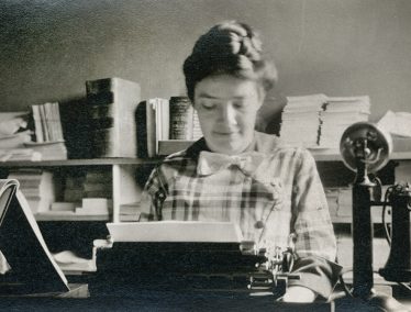 Ada James at her typewriter