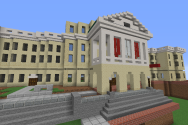 Minecraft game rendering of Bascom Hall