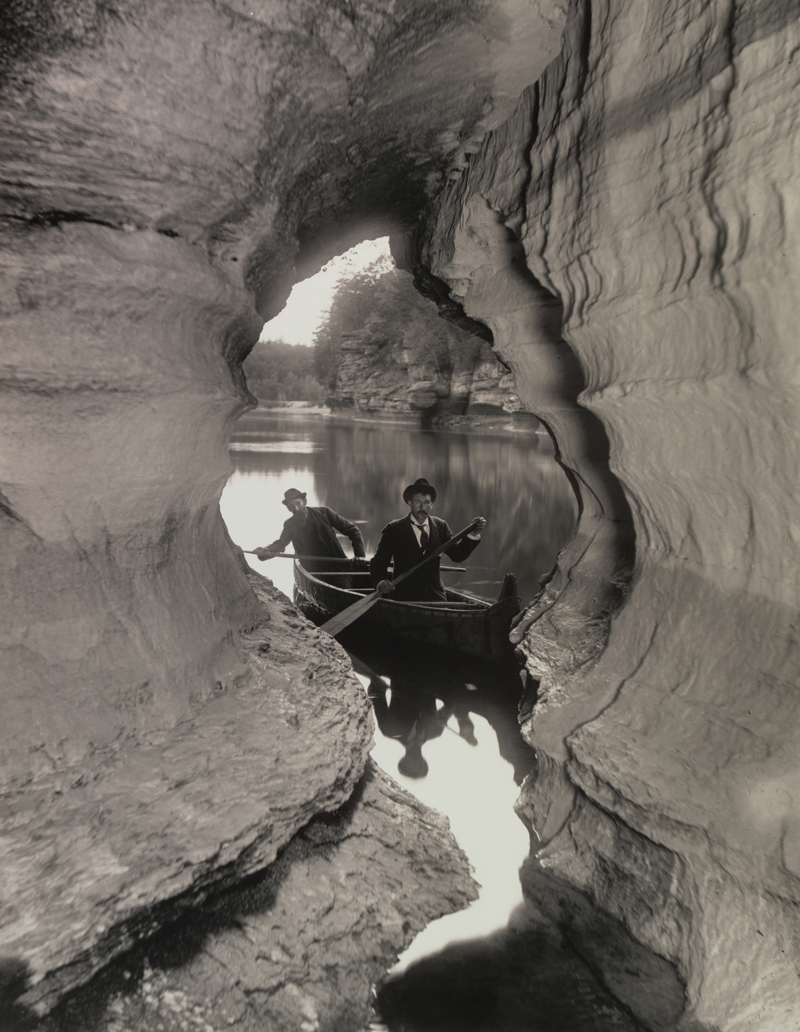 Photo by photographer, Henry Hamilton Bennett, "Canoeists in a Boat Cave, Wisconsin Dells"