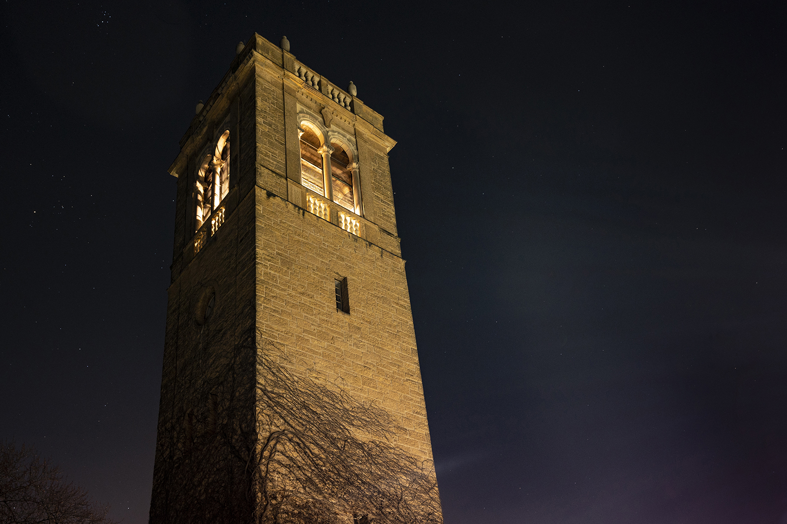 Carillon tower at nighttime
