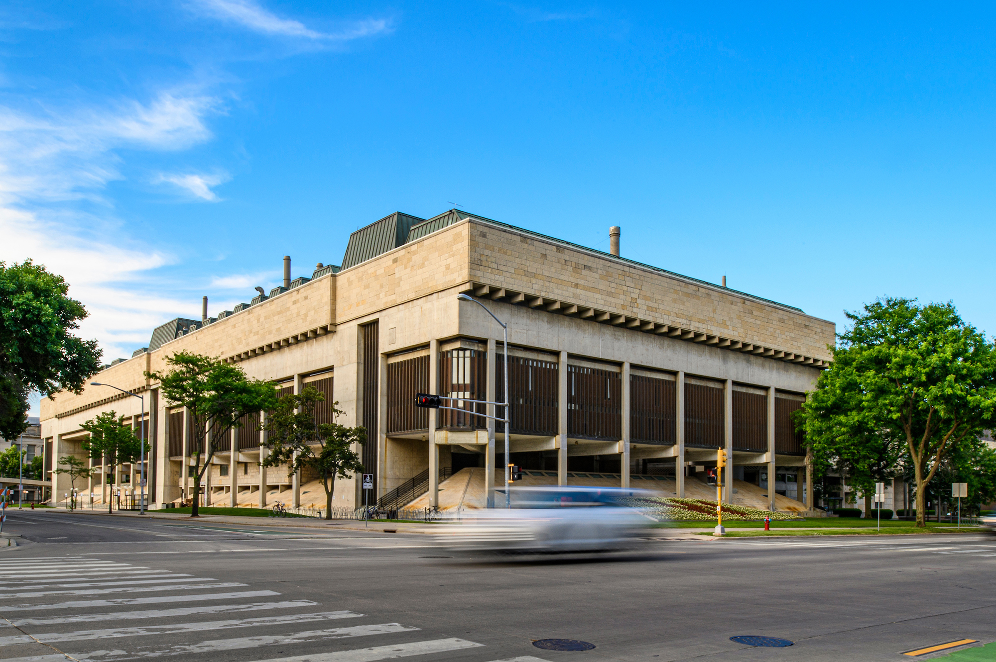 View of the Humanities building from University Avenue
