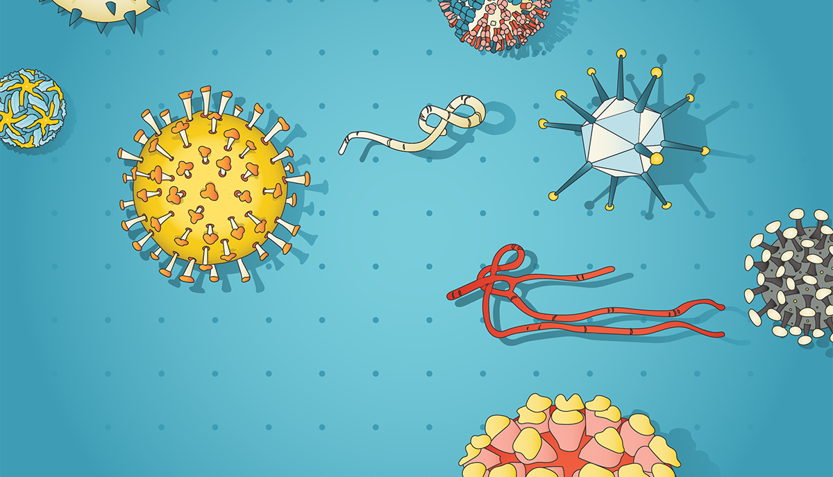 Illustration of different spiked virus cells