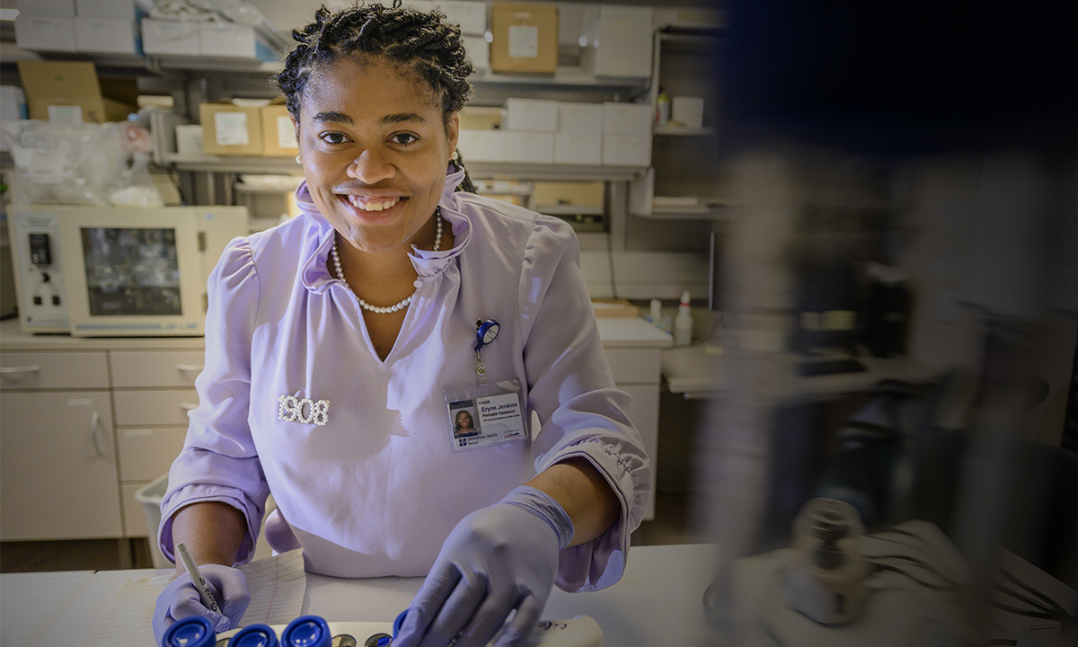 Eryne Jenkins in a lab