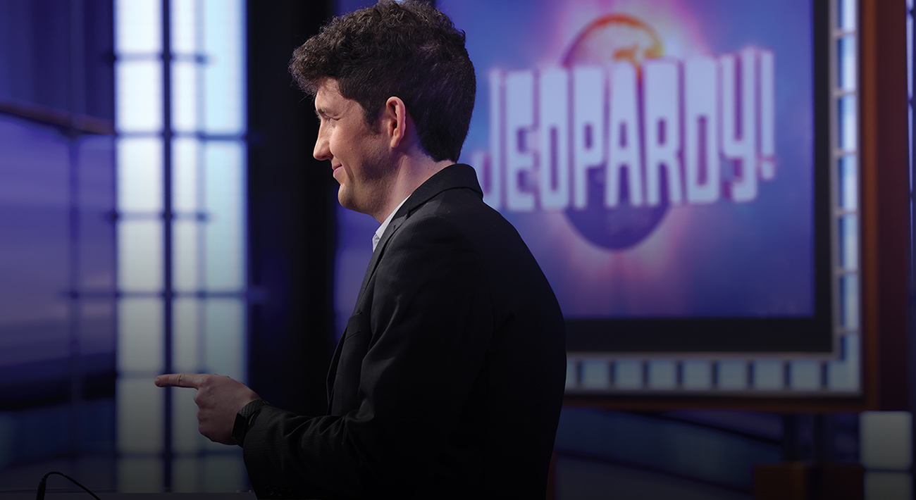 Matt Amodio on the Jeopardy set