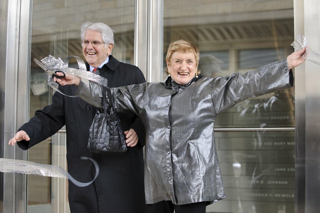 Jerome and Simona Chazen celebrate the opening of the Chazen Museum of Art