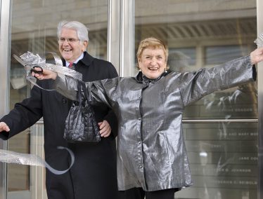 Jerome and Simona Chazen celebrate the opening of the Chazen Museum of Art