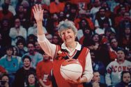 Kit Saunders-Nordeen is honored at a UW Badgers basketball game