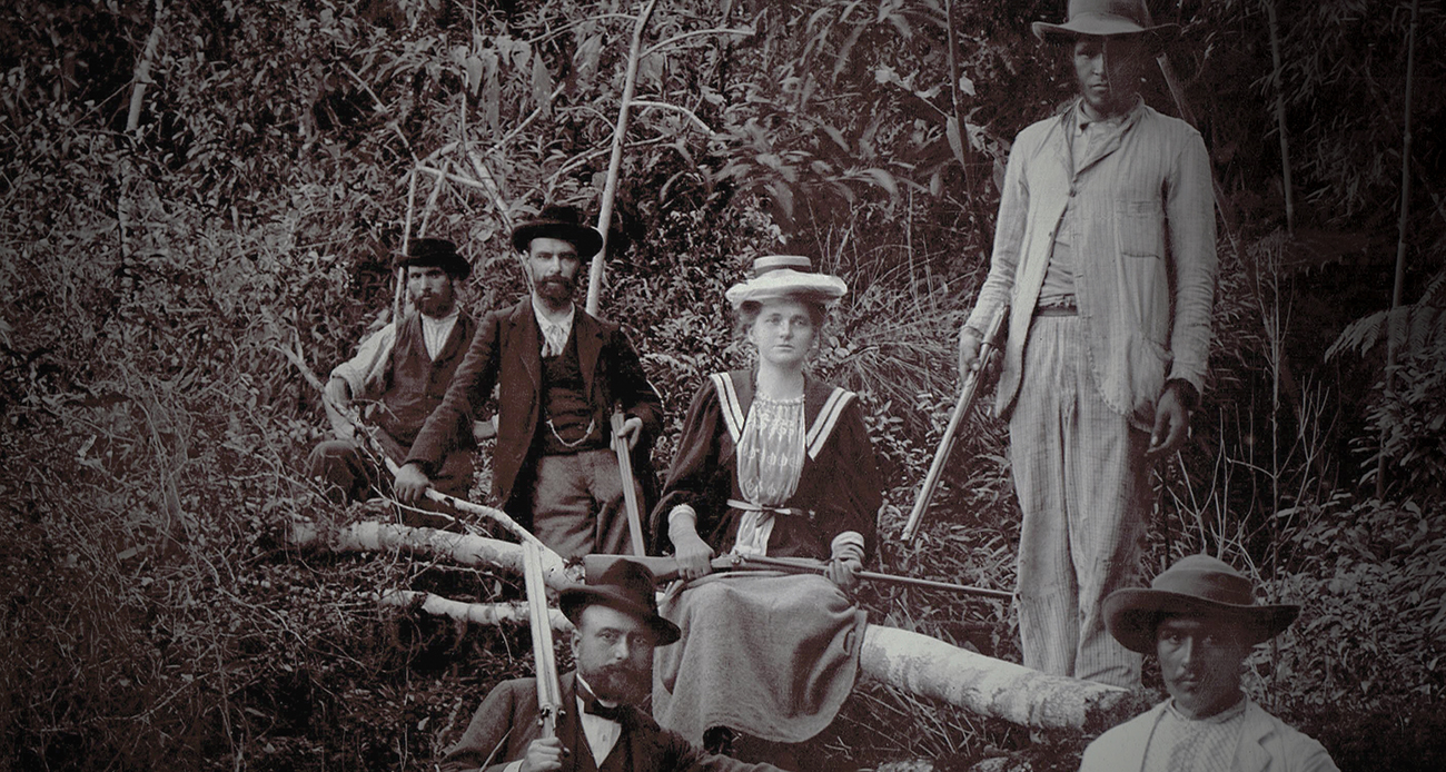 Harriet Bell Merrill poses in South American forest