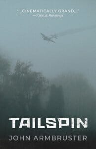 Cover of "Tailspin" featuring illustration of plane in sky veering downward with smoke trailing behind