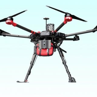Photo illustration of a drone flying