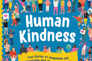 Book cover of "Human Kindness" depicting illustrated rows of people against a blue background