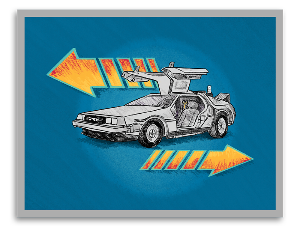 Illustration of the "Back to the Future" car