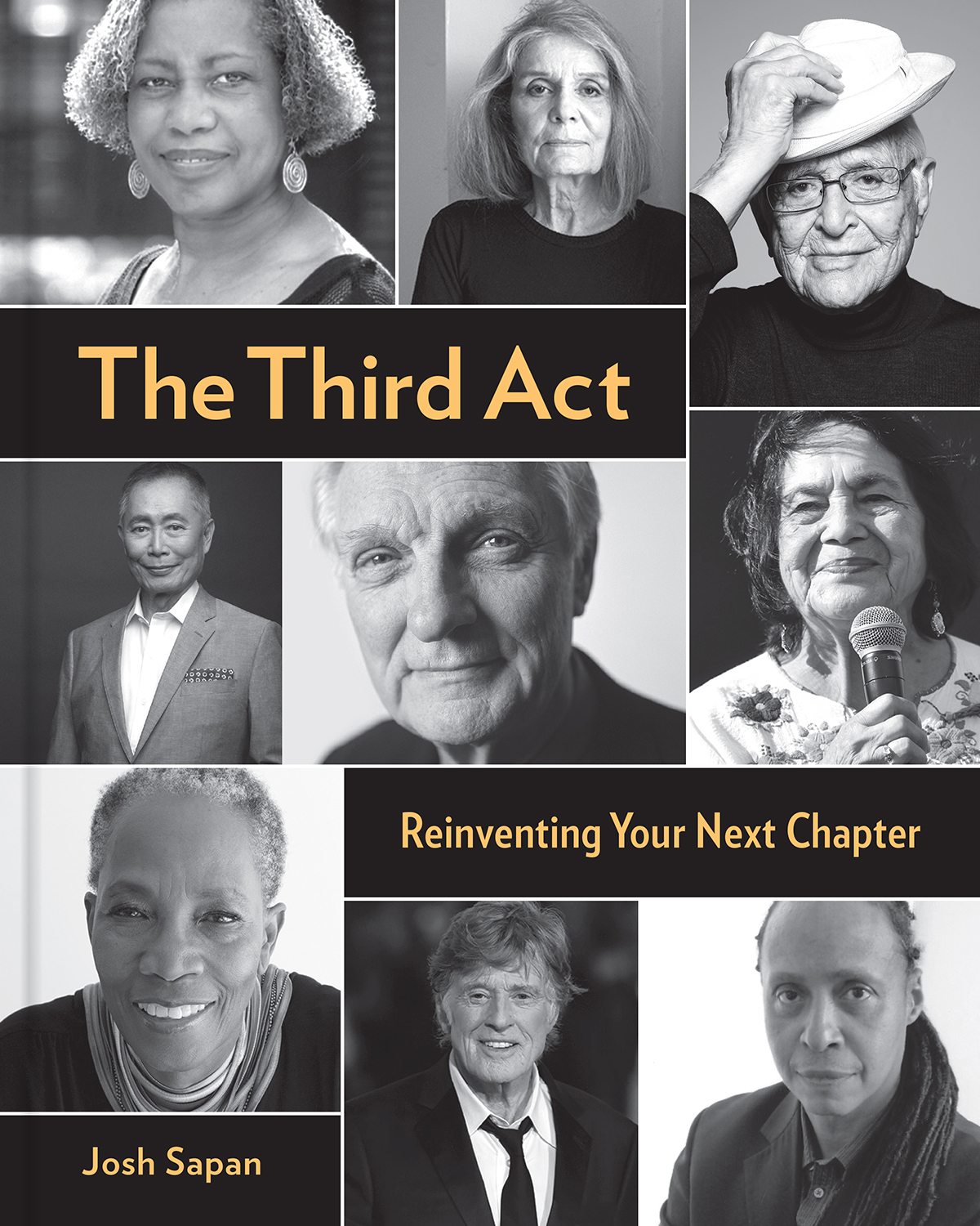 Cover of "The Third Act" book featuring black and white photos of older celebrities